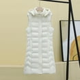 thumbnail image 3 of Gamivast Hooded Quilted Jackets for Women Long Sleeveless Zip up Stand Collar Winter Jackets Casual Drawstring Button Warm Coat with Pockets Trendy Side Split Outerwear Winter Clothes for Women, 3 of 3