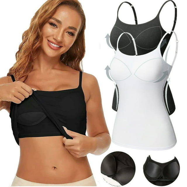 CHUANK Débardeur Rembourré avec Soutien-Gorge Intégré pour Femmes Bretelles Réglables Lot de 3 (S-3TG)
