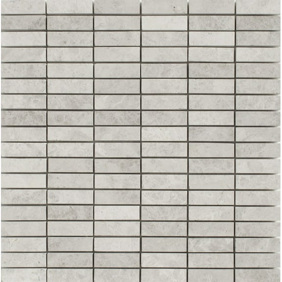 Stacked Pattern Silver Shadow Honed Marble Mosaic Tile