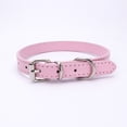 thumbnail image 1 of Collar para perro de 5 piezas, color rosa, tamaño mediano (42*1,8 cm), de cuero, ajustable, con cojín suave, acolchado para perros pequeños, medianos o grandes., 1 of 5