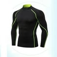 thumbnail image 3 of GuangCheng Mens Compression Base Layer Long Sleeve Top Moisture Wicking Stretch Fit Thermal Undershirt Athletic Activewear,Green,L, 3 of 5