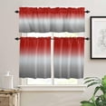 thumbnail image 2 of Red and Grey Kitchen Curtain Valance and Tiers Set Ombre Red Gray Rod Pocket Kitchen Tier & Valance Set 3 Piece Gradient Gradual Color Modern Window Curtain Valance Tier Set for Bedroom 54x24 inch, 2 of 6