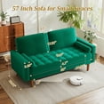 thumbnail image 5 of 3 Seater Sofa Couch, 57 Inch Velvet Loveseat Sofa with Tufted Seat Cushion and Bolster, Mid Century Modern Couch with Solid Wood Legs for Living Room,Bedroom,Office,Apartment,Vintage Green, 5 of 7