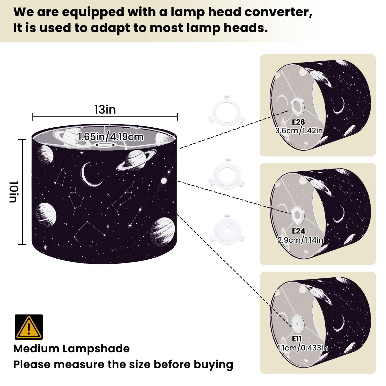Linen Drum Lamp Shades Space seamless beautiful galaxy stars planets constellations 13" x 13" x 10" Lampshade for Table Lamps Floor Lamps Lamp Shade Replacement Easy Assembly Required