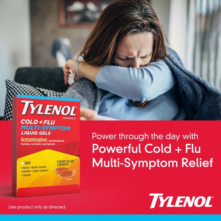 Tylenol Daytime Cold & Flu Multi-Symptom Relief Liquid Gels, 24