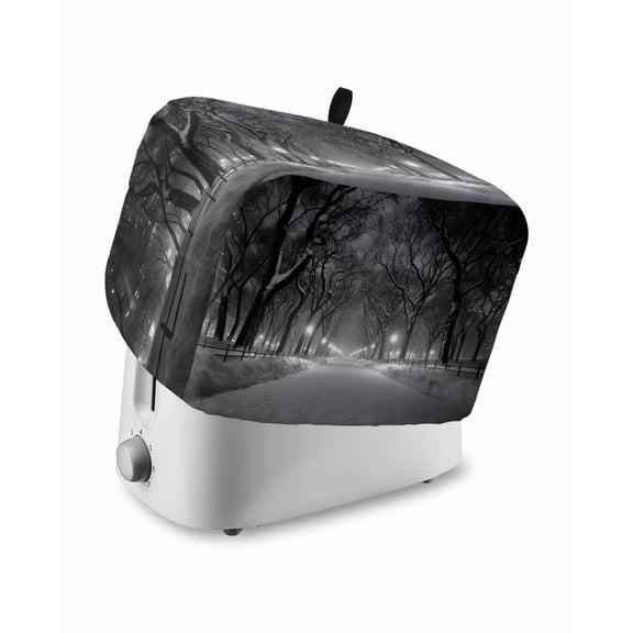 Winter Snowscape Small Toaster Cover 2 Slice, Kitchen Appliance Covers, Night Snow Landscape Trees Natural Toaster Oven Cover with Loop, Bread Machine Cover Polyester Dust Cover Protection