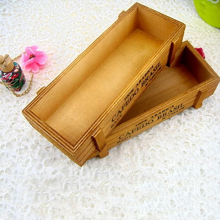 - Vintage Wooden Boxes Crates Flower Pot Kitchen Trinket Desktop Storage Case