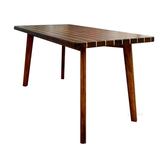 Old Modern Handicrafts Nautical Table With Inlay Wood Stripes Medium