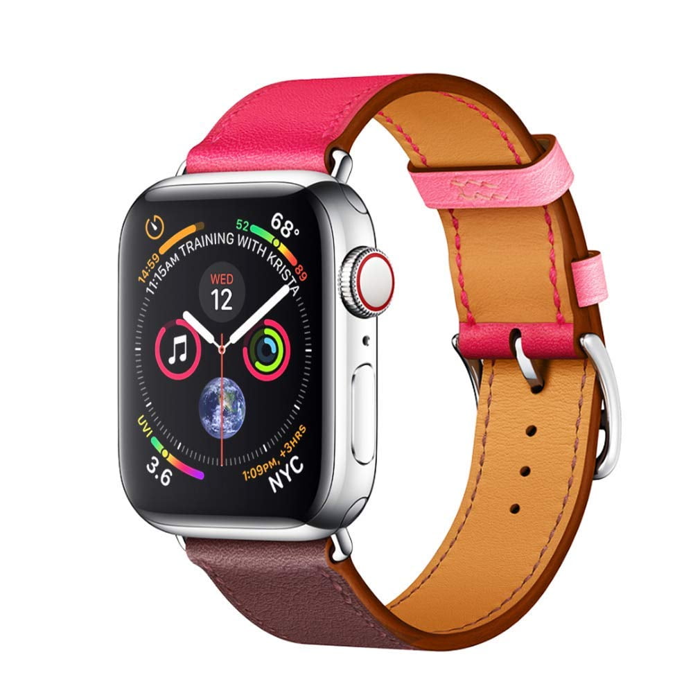 (Blue Butterfly) Patterned Leather Wristband Strap for Apple Watch Series  4/3/2/1 gen,Replacement for iWatch 38mm / 40mm Bands