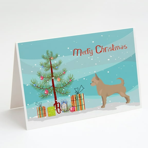 Tan Chorkie Christmas Tree Greeting Cards and Envelopes Pack of 8