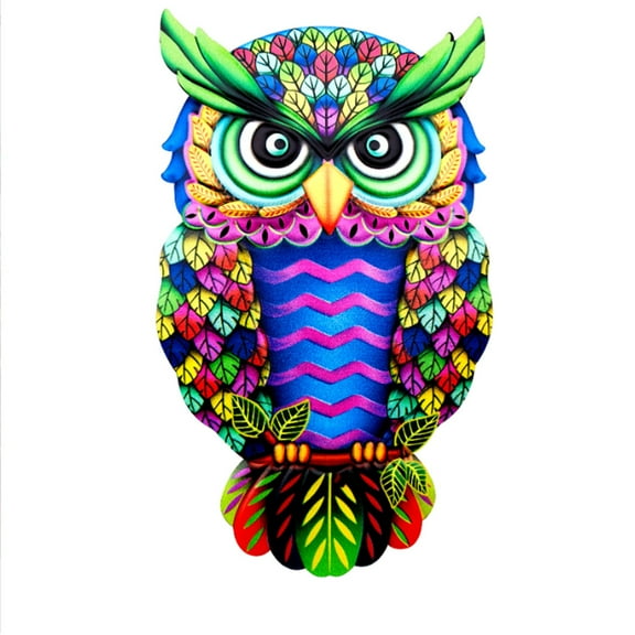 Miommo Colorful Night Owl Wall Decoration Home Living Room Bathroom Indoor Outdoor Metal Wall Art Hanging Bird Ornament Pendant 1 pendant Owl pendant