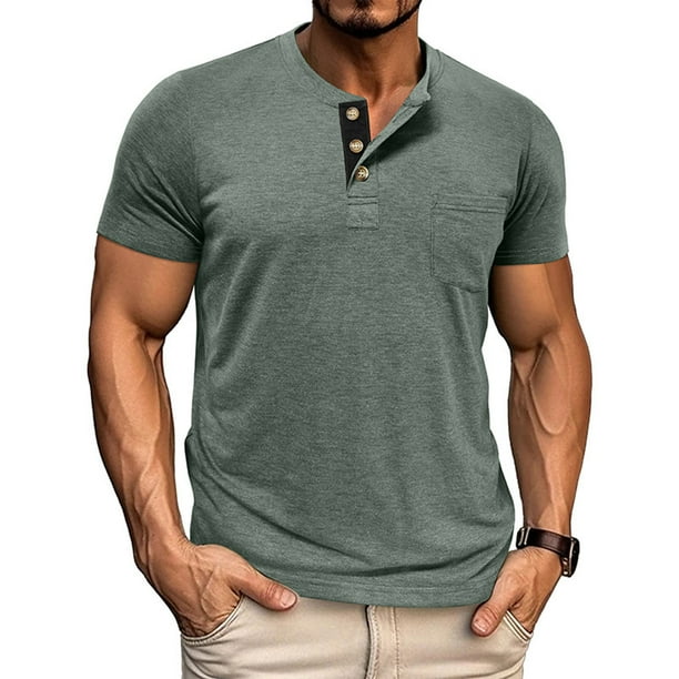 Tops para hombre, blusas y camisas de manga corta y cuello redondo para hombre, color liso, cálidos y ajustados, cuello semialto, manga larga, base deportiva y fitness, top de poliéster para hombre.