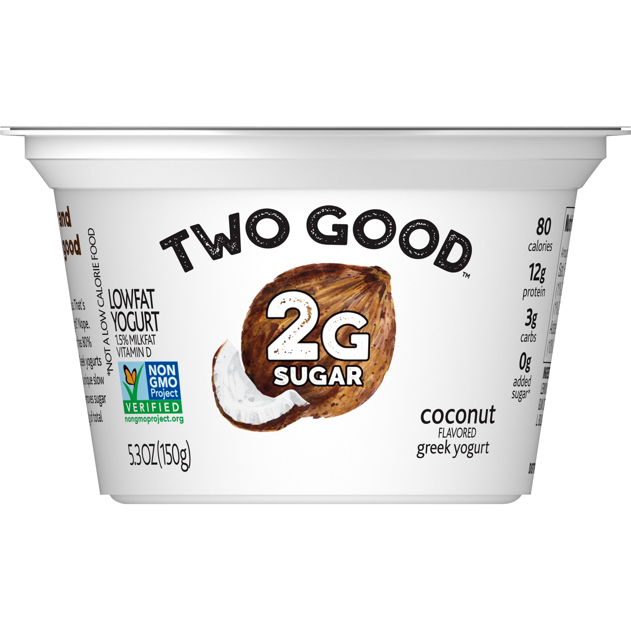 Two Good Coconut Low Fat Lower Sugar Gluten Free Greek Yogurt, 5.3 Oz