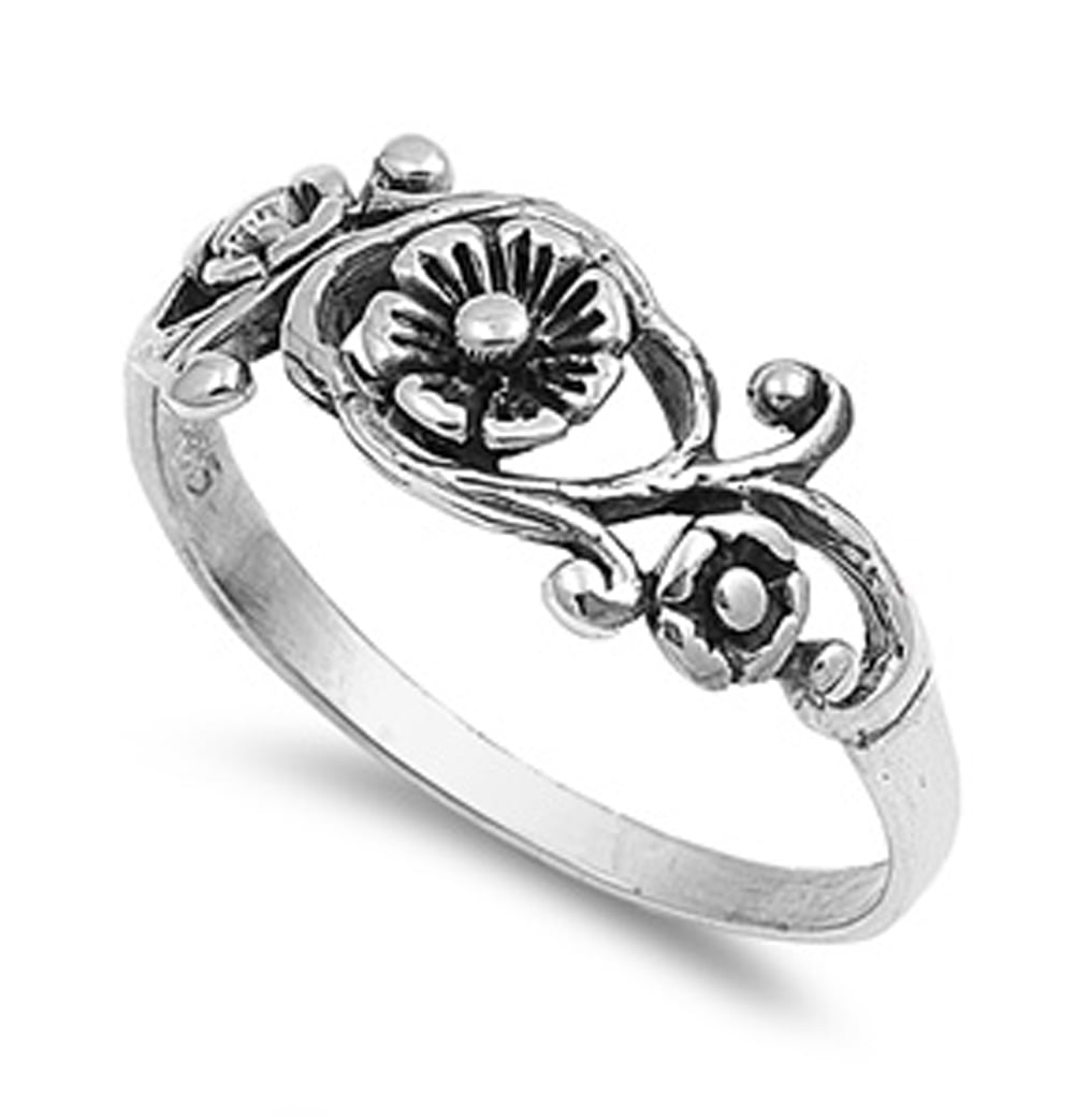 STYLISH CLEAR TULIP 925 STERLING SILVER RING SIZE 5-10