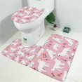 thumbnail image 2 of White Dogs and Pioneer Flower Bathroom Rugs Sets 3 Piece,Toilet Cover Set,Absorbent Non Slip Bathroom Mats Sets with U-Shaped Contour Rug Toilet Rug Set, 2 of 5