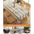 thumbnail image 5 of Namzi 1 Piece Farmhouse Tablecloth 140*180cm Cotton Linen Tassel Tablecloth, Embroidery Stripe Design, Textured Dining Cover for Kitchen & Parties,Grey, 5 of 5