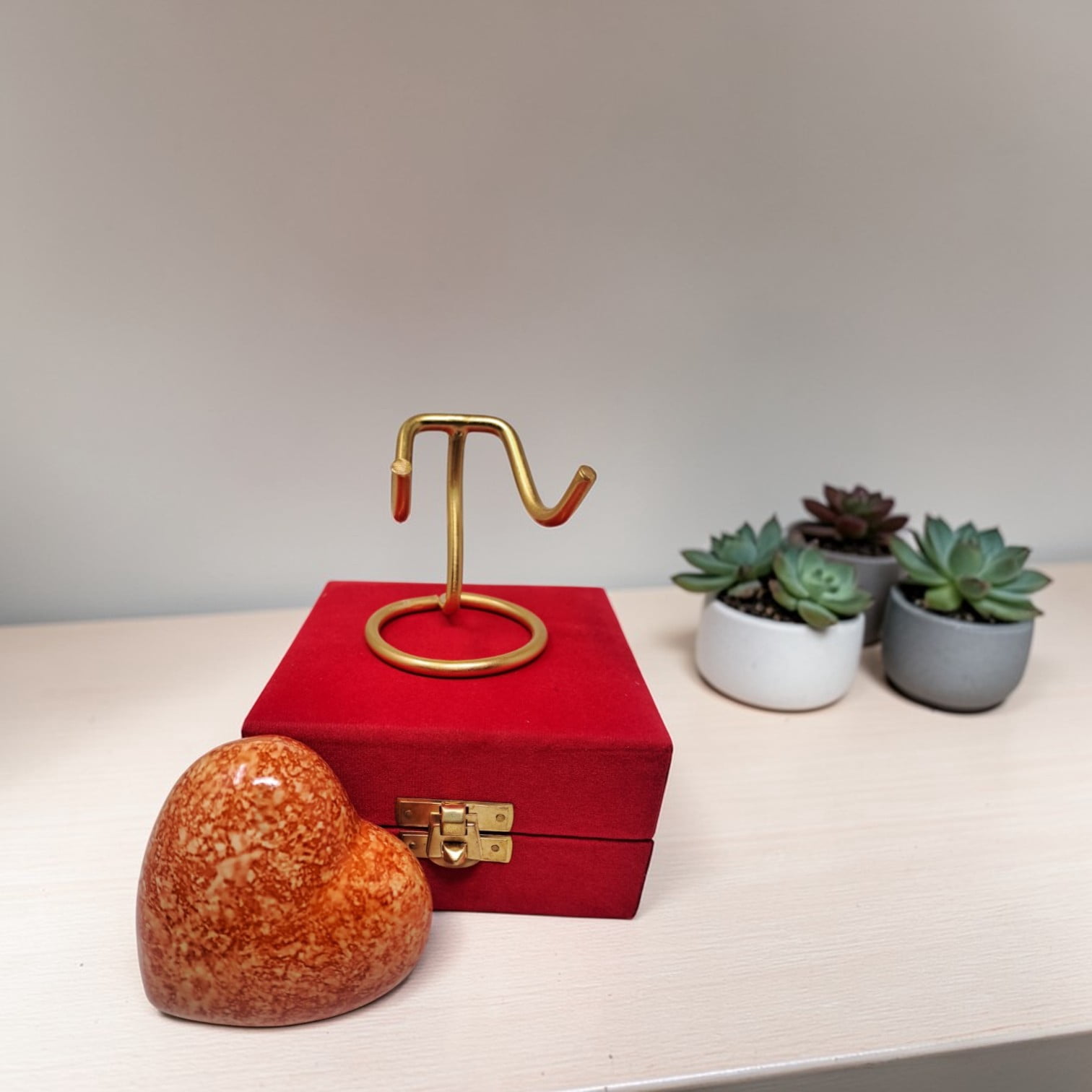 SMIURNS Custom Engraved Heart-Shaped Orange Speckled Memorial Urn Keepsake Cremation Urn for Human or Pet Ashes - Includes Gold Display Stand and Red Velvet Gift Box