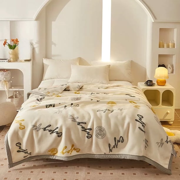 Manta Raschel de poliéster, gruesa, cálida, de invierno, de franela, doble capa, antiestática, ideal como regalo de cumpleaños para mujeres, ideal para dormitorios, apartamentos y apartamentos.