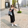 thumbnail image 1 of Débardeur Solide et Extensible Été 2018 Élégantes Femmes Sexy Robe O-neck Robe Mince Mi-Longue Robe Noire XXL, 1 of 6