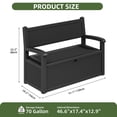 thumbnail image 2 of Uforic 70 Gallon Outdoor Storage Deck Bench with Armrests, Waterproof Lockable Storage Box for Patio, Garden, Pool & Porch, Black, 2 of 8
