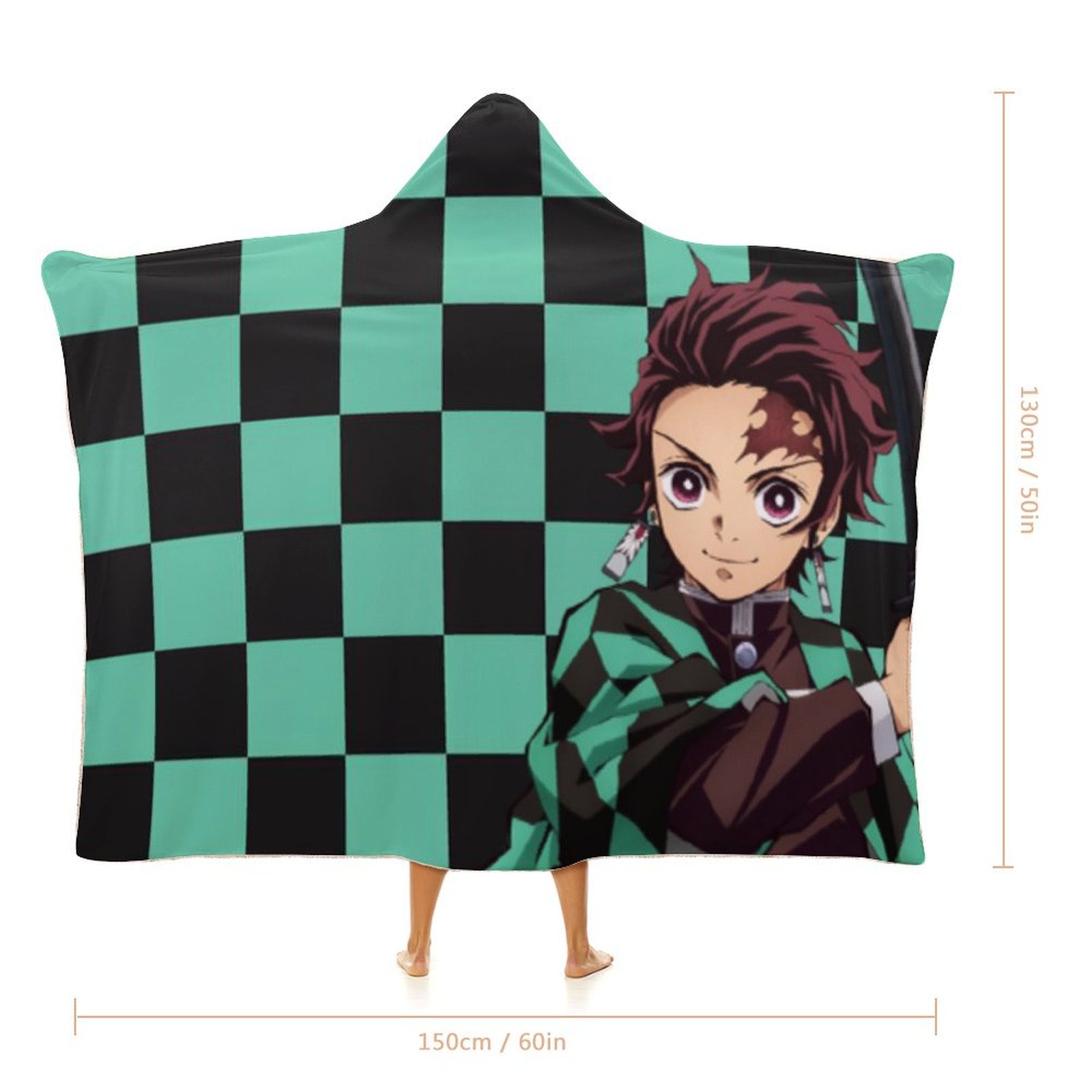 Demon Slayer Wearable Blanket Cloak Arctic Velvet Hooded Blanket Soft Fuzzy Hoodie Blanket Cape for Adults Kids 50"x60"