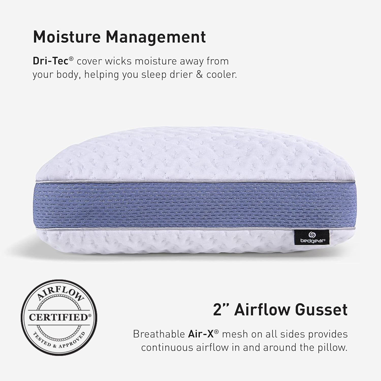 Bedgear Balance Performance Pillow – 3.0 - Moisture Wicking Bed Pillow for All Sleep Positions - Medium Firmness Bed Pillow - Washable Removable Cover