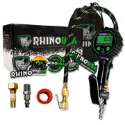 Rhino USA Digital Tire Inflator with Pressure Gauge (0-200 PSI) - ANSI B40.1 Accurate, Large 2" Easy Read Glow Dial, Premium Braided Hose, Solid Brass