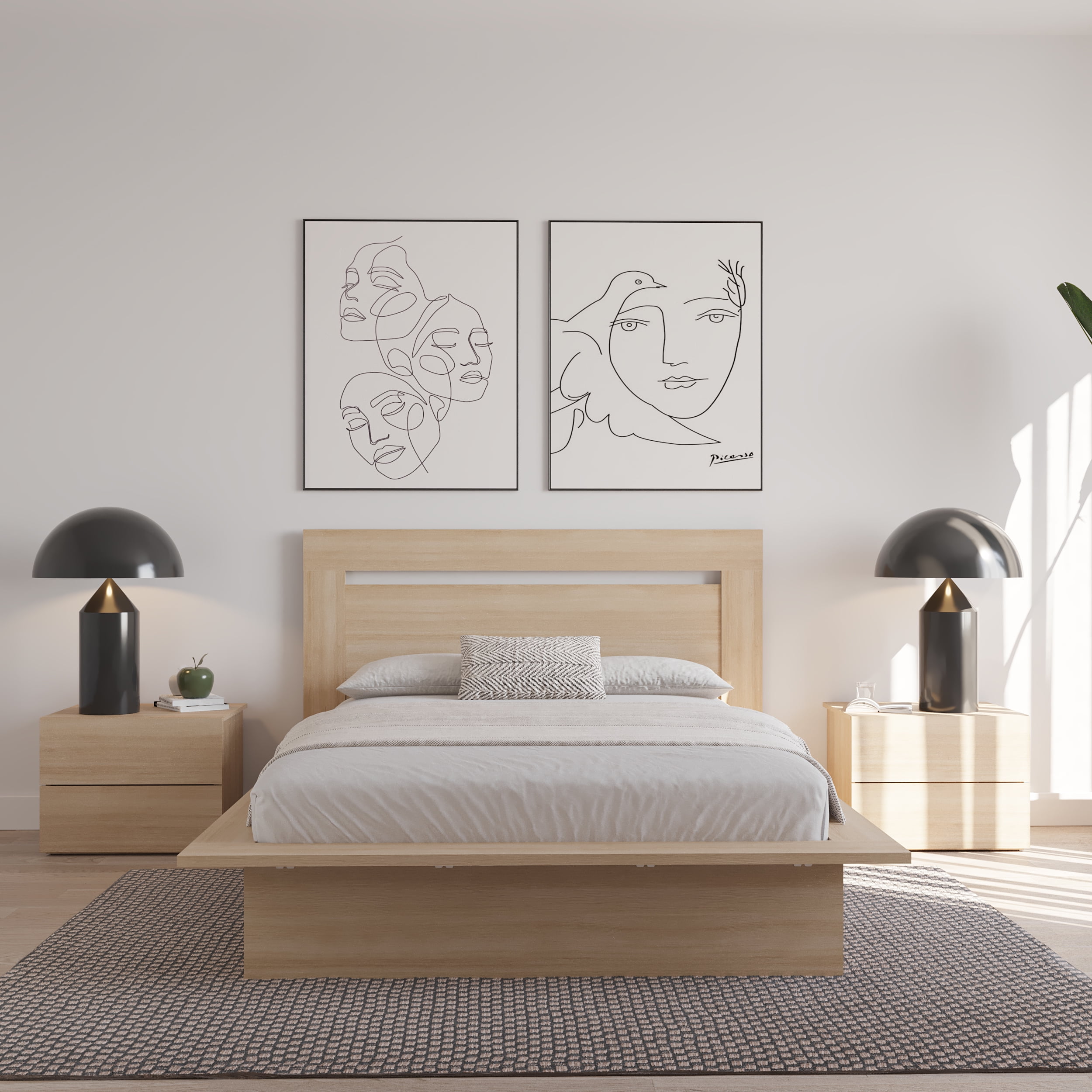 Nexera Malibu Full Size Headboard, Natural Blonde Oak