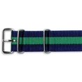 thumbnail image 2 of deBeer Watchbands - 20mm Military Nylon Watch Band - Navy with Green stripe, 2 of 4