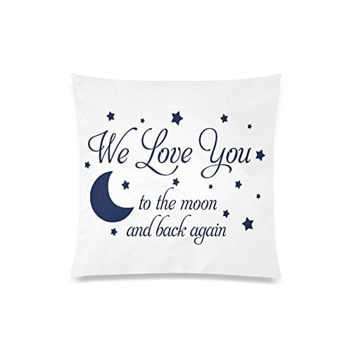 WOPOP I Love You to the Moon and Back Again Throw Pillow Cover Cushion Case 20x20 inches Two Sides Printing