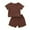Brown, variant on IROINNID Toddler Girl's Comfy Solid Short Sleeve Top Elastic Waistband Shorts With Headband 3PCS Set