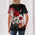 thumbnail image 6 of IYYVV Women Fall Halloween V Neck Shirt Pumpkin Graphic Short Sleeve Tee Autumn Holiday Family Matching Top Multicolor 2XL, 6 of 6