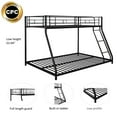 thumbnail image 6 of Unique Choice Twin-Over-Full Bunk Bed, Metal Bed Frame with Ladder&Safety Guardrail, Twin Over Full Size Bunk Beds Bunkbeds Frame , Black, 6 of 8