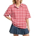 thumbnail image 1 of Sewkxo Polo à Manches Courtes pour Femmes, Col Oversize, T-Shirt à Enfiler Y2k, Décontracté, Ample, Mode Urbaine, Chandail de Rugby, Rouge G, 1 of 5