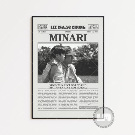 POSTER Minari, Lee Isaac Chung, Retro Newspaper Movie Poster, Black White Wall Art, Vintage Retro Art Print, Movie Poster, Movie Print-UNFRAMED