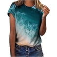 thumbnail image 2 of Ichuanyi Womens Shirts, Adult Fashion Woman Round Neck Short Sleeve Tops T-Shirt Prints Loose Blouse, 2 of 6