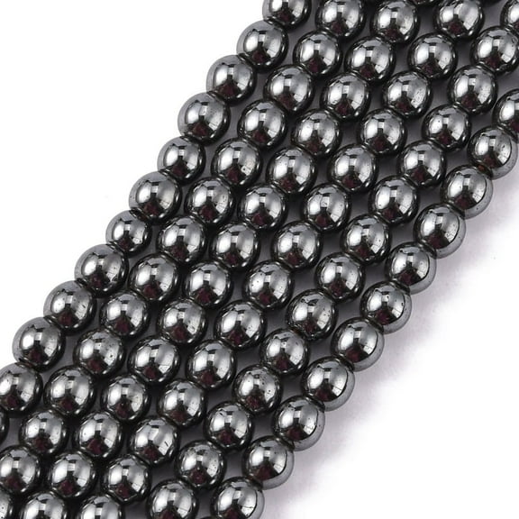 1Strand Non-Magnetic Synthetic Hematite Round Beads Strands Black 4mm Hole: 1mm about 102pcs/strand