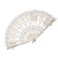 thumbnail image 4 of Abanico plegable de encaje Abanico plegable de encaje blanco Decoración de moda Abanico de encaje para mujer Retro Mariposa, 4 of 9