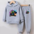 thumbnail image 2 of NOLDARES Boys Girls Fall Clothes Graphic Print Hoodie and Jogger Set 2 Piece Outfit(Y173-Grey), 2 of 4