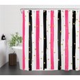 thumbnail image 2 of Hot Pink and Black Striped Shower Curtain Decor, Black and White Geometric Modern Aesthetics Shower Curtain for Bathroom 69X70 inch Polyester Fabric Bathroom Decoration Bath Curtains Hooks Included, 2 of 6