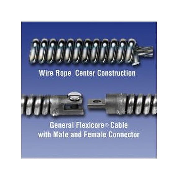 General Wire 100EM5 100'x3/4"" Flexicore Cable w/ Male & Female Ends