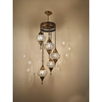Angora Elif 5 Globe Hanging Turkish Lamp | Turkish Moroccan Chandelier Lamps (47.24")