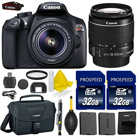 Canon EOS Rebel T6 WiFi Enabled 18MP EF-S Digital SLR Camera Bundle + Canon EF-S 18-55mm IS Lens + 2pc High Speed 32GB Memory Cards + UV Filter + Extra Battery + Deluxe Canon Case + 9pc Accessory (Best Cheap High Speed Camera)
