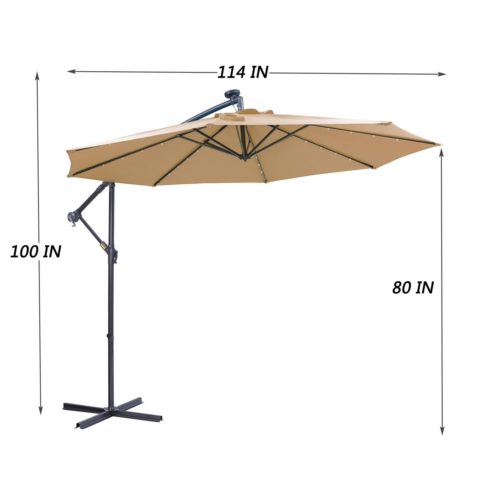 10 ft LED Lighted Outdoor Patio Offset Cantilever Umbrella,Taupe