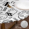 thumbnail image 3 of Black White Video Game Round Tablecloth, Fitted Table Cover with Elastic for 55"-60" Round Tables, Console Computer Gaming Sketch Style Table Cloth Outdoor Indoor Dinning Party Waterproof Tablecloths, 3 of 7