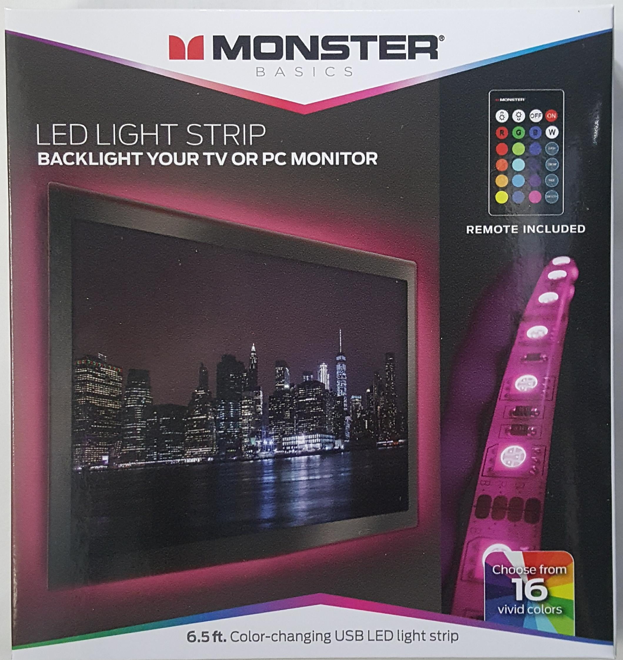 Monster Basics Color Changing Usb Led Light Strip 6 5 Feet