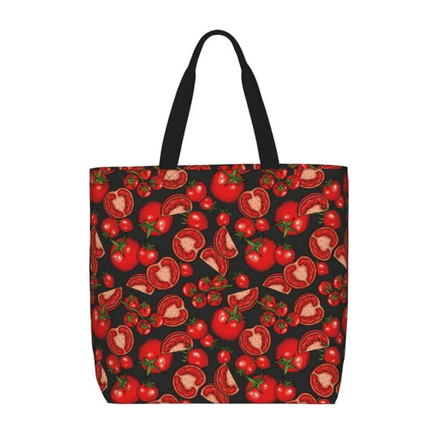Fotbe Tomato Bolsa Tote con Estampado para Mujer, Bolsos con Cremallera, Bolsa de Hombro Casual de Gran Capacidad con Bolsillos Internos