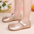 thumbnail image 2 of Staki Flower Girl Shoes Toddler Little Girl Mary Jane Dress Shoes Ballet Flats for Girl Party School Shoes Bowknot Princess Shoes(Gold,13 Little Kid), 2 of 7