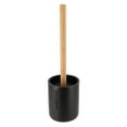 thumbnail image 5 of Sleek Matte Black Toilet Brush Holder with Bamboo Handle - Polyresin Bathroom Cleaning Tool Set, 5 of 9