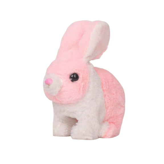 Electric Bunny Toys Easter Plush Toy, Simulation Hopping Jumping Walking Bunny Doll, Early Education Stuffed Animal for Kids Toy Holiday Pink White